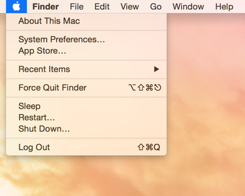 About this Mac drop down menu