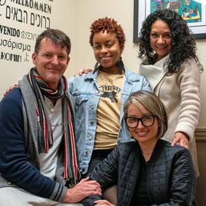 From left, CBB trainees Bradford Noble, Jasmine Miles and Melissa Beal and CCCE administrative coordinator Leticia Estrella.