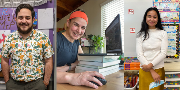 From left: Credential students Jake Palacio, Valerie Salgado and Tasha Irianto.