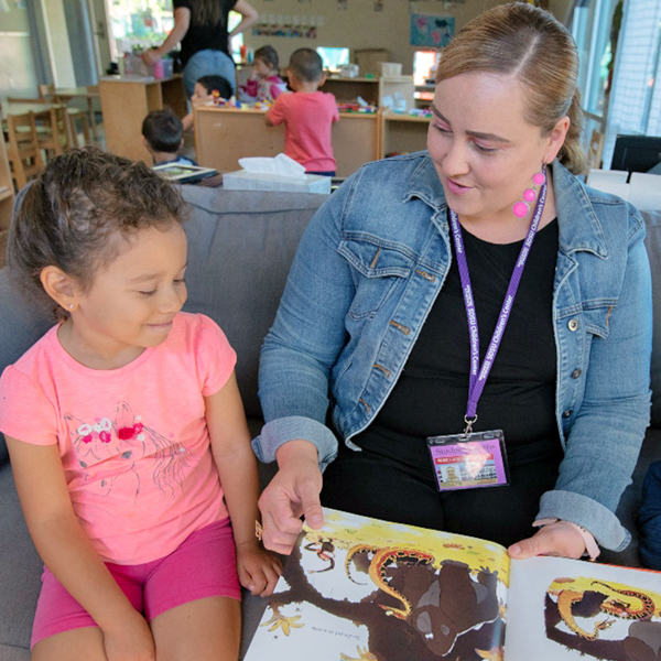 CFD master's student Flor Burciaga at the SDSU Children's Center.