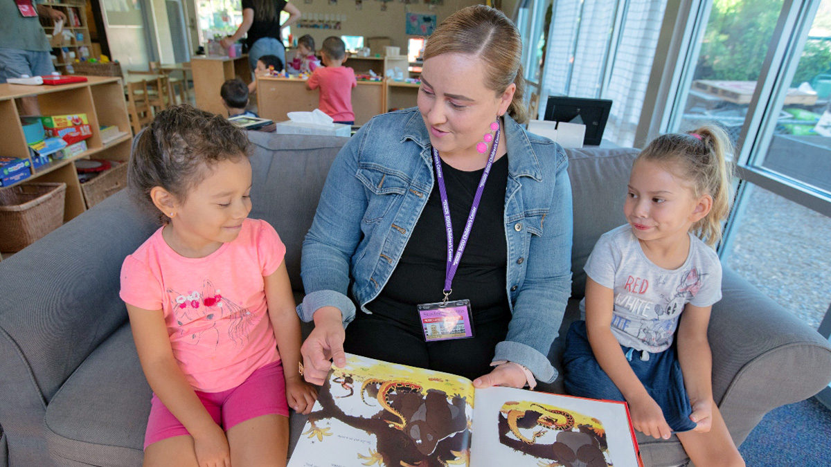 CFD master's student Flor Burciaga at the SDSU Children's Center.