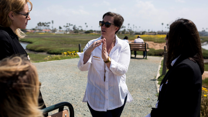 Kristen Goodrich speaks at the Tijuana River National Estuarine Research Reserve.