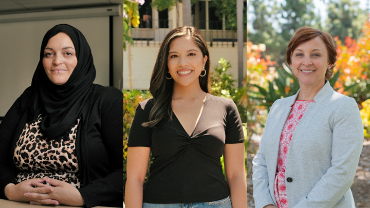 Side by side portrait photos of Naomi Ramirez, Kim Magat and Erin Rivera