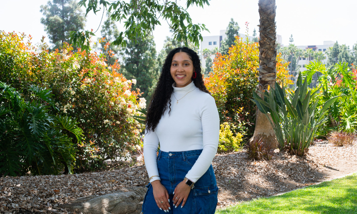 A portrait of Alexandria Rivas-Blackwell on the SDSU campus